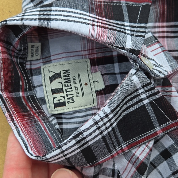 Boys Plaid Button Down Shirt with Pearl Snaps - Picture 6 of 10